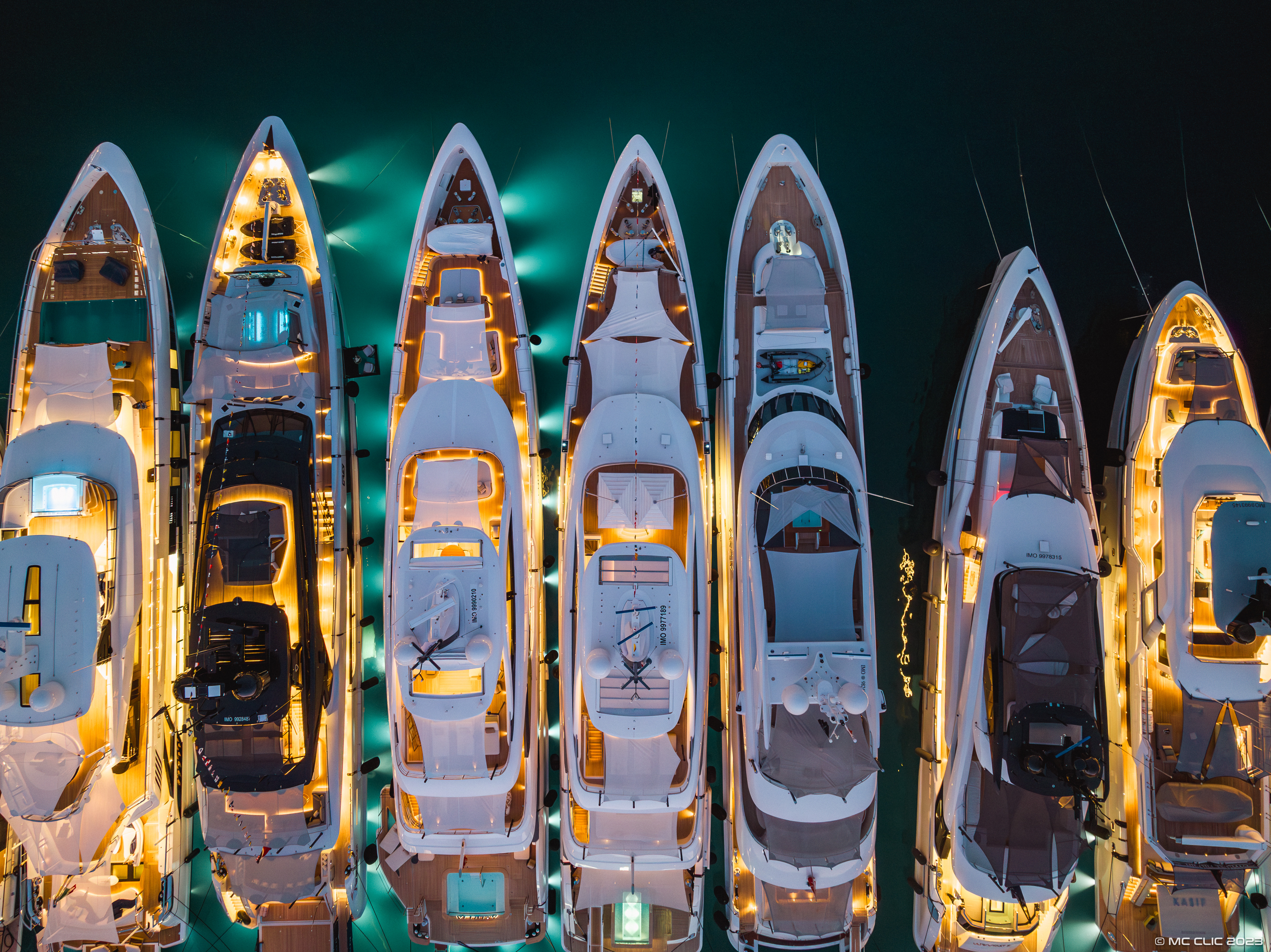 Monaco Yacht Show aerial view night