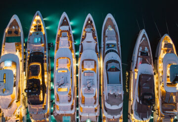 Aerial view of superyachts. Photo: Monaco Yacht Show