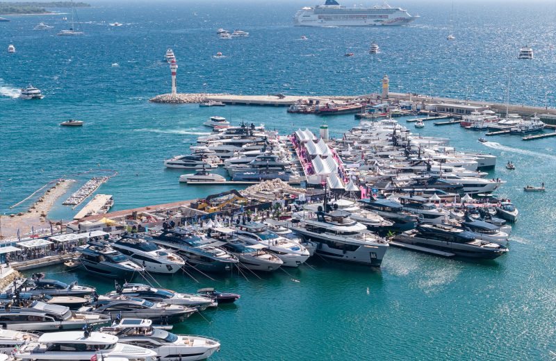 Aerial view of the Cannes Yachting Festival.