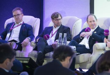 From left to right: Anders Kurten, CEO, Fraser; Stefan Zimmermann Zschocke, CEO, Oyster Yachts; Chris Cecil-Wright, founder, Cecil Wright.